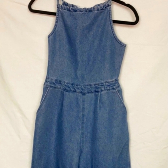 Denim & Co wide leg jean jumpsuit w corset back - Picture 2 of 12